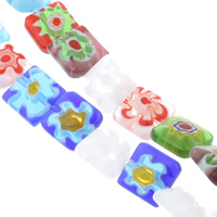 Millefiori Glass Beads, Square, handmade mixed colors Approx 1mm Approx 14.2 Inch, Approx 