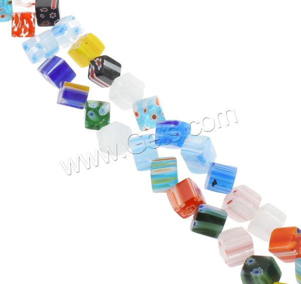 Millefiori Glass Beads, Rhombus, handmade, different size for choice, mixed colors, Hole:Approx 1mm, Length:Approx 12.5 Inch, Sold By Strand