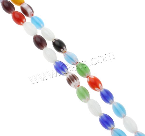 Millefiori Glass Beads, Oval, handmade, different size for choice, mixed colors, Hole:Approx 1mm, Length:Approx 14.5 Inch, Sold By Strand