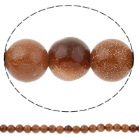 Goldstein Perlen, Goldsand, rund, verschiedene Größen vorhanden, gemischte Farben, Bohrung:ca. 1mm, Länge:ca. 14.5 ZollInch, verkauft von Strang