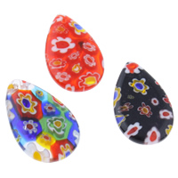 Millefiori Glass Pendants, Teardrop, handmade, mixed colors Approx 1mm 