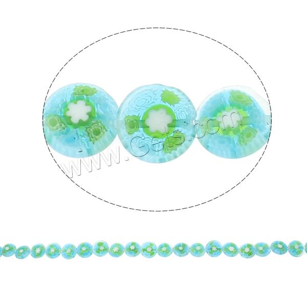Perles en verre Millefiori, Plat rond, fait à la main, normes différentes pour le choix, couleurs mélangées, Trou:Environ 1mm, Longueur:Environ 14.5 pouce, Vendu par brin