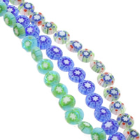 Perles en verre Millefiori, Plat rond, fait à la main, normes différentes pour le choix, couleurs mélangées Environ 1mm Environ 14.5 pouce, Vendu par brin