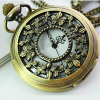 Watch Necklace, iron chain, with zinc alloy dial, Flat Round, 47mm Approx 31 Inch 