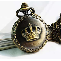 Uhr-Halskette, Zinklegierung, flache Runde, antike Bronzefarbe plattiert, Twist oval, 25mm, Länge:ca. 31 ZollInch, verkauft von Strang