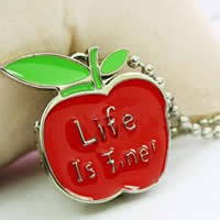 Watch Necklace, iron chain, with Zinc Alloy, Apple, red Approx 23 Inch 