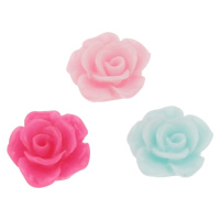 Resin Flower Cabochon, flat back & layered & solid color, mixed colors 