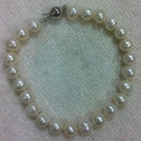 Cultured Freshwater Pearl Bracelets, sterling silver clasp, Round, natural 7-8mm Approx 7.5 Inch 