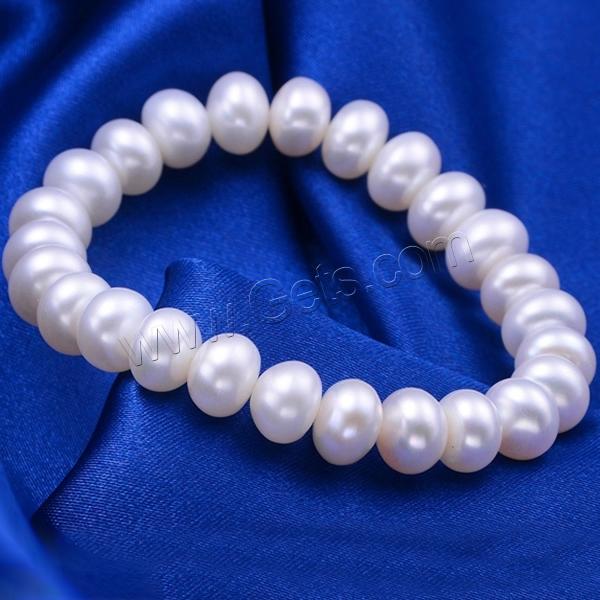 Cultured Freshwater Pearl Bracelets, Flat Round, natural, different size for choice, white, Length:Approx 6 Inch, Sold By Strand