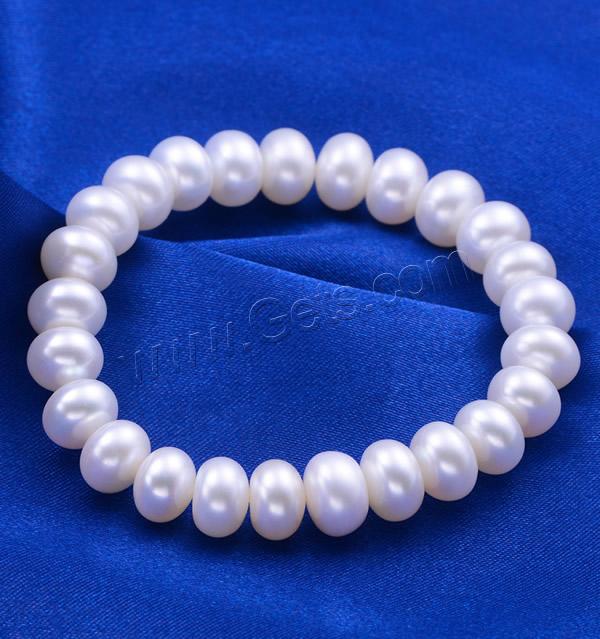 Cultured Freshwater Pearl Bracelets, Flat Round, natural, different size for choice, white, Length:Approx 6 Inch, Sold By Strand