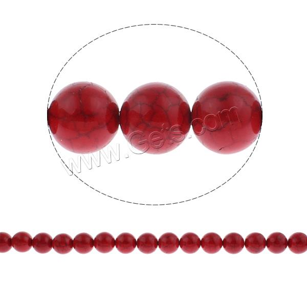 Synthetic Turquoise Beads, Round, different size for choice, red, Hole:Approx 1mm, Length:Approx 14.5 Inch, Sold By Strand