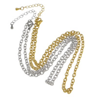Мода нержавеющей стали ожерелье цепь, нержавеющая сталь, с 2.5Inch наполнитель цепи, Другое покрытие, Овальный цепь, Много цветов для выбора  длина:16 дюймовый, продается Strand