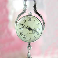 Uhr-Halskette, Zinklegierung, flache Runde, Platinfarbe platiniert, Twist oval, Länge:ca. 31 ZollInch, verkauft von Strang