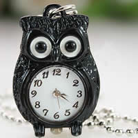 Watch Necklace, Zinc Alloy, Owl, black Approx 23 Inch 