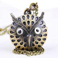 Watch Necklace, Zinc Alloy, with Glass, Owl, plated, twist oval chain, 30mm Approx 30-33 Inch 