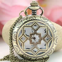 Watch Necklace, Zinc Alloy, Flat Round, 48mm Approx 31 Inch 