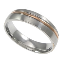 Stainless Steel Finger Ring, 304 Stainless Steel, plated, two tone, 6mm, US Ring 