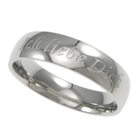 Stainless Steel Finger Ring, 304 Stainless Steel, with letter pattern, original color, 6mm, US Ring 