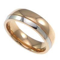 Stainless Steel Finger Ring, 304 Stainless Steel, plated, two tone, 6mm, US Ring 