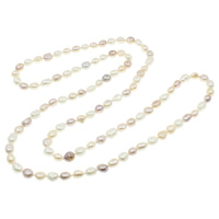 Natural Freshwater Pearl Long Necklace, Baroque, multi-colored, 7-10mm Approx 45.5 Inch 