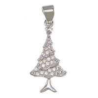 Cubic Zirconia Micro Pave Brass Pendant, Christmas Tree, plated, Christmas jewelry & micro pave cubic zirconia Approx 