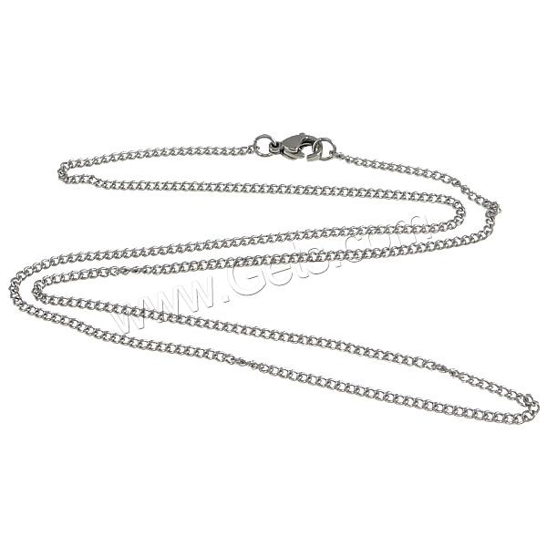 Fashion Stainless Steel Necklace Chain, different length for choice & twist oval chain, original color, 2x1.5x0.4mm, Sold By Strand