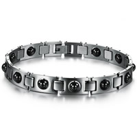 Titanium Steel Healing Bracelet, with Magnetic Hematite, hygienical, original color, 12.3mm Approx 8.5 Inch 