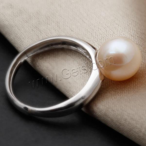 Pearl Brass Finger Ring, Freshwater Pearl, with Brass, sterling silver lobster clasp, Round, natural, different size for choice, white, US Ring Size:7.5, Sold By PC