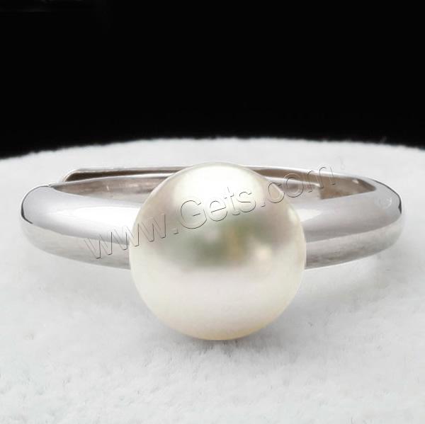 Pearl Brass Finger Ring, Freshwater Pearl, with Brass, sterling silver lobster clasp, Round, natural, different size for choice, white, US Ring Size:7.5, Sold By PC