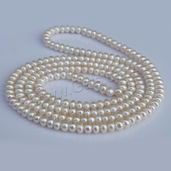 Natural Freshwater Pearl Long Necklace, Button, different length for choice, white, 7-8mm, Sold By Strand