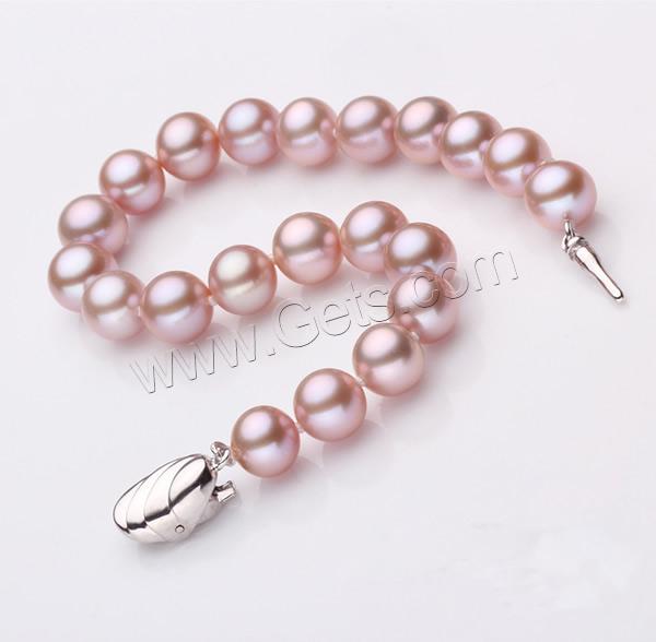 Cultured Freshwater Pearl Bracelets, brass bayonet clasp, Round, natural, different length for choice, more colors for choice, 9-10mm, Sold By Strand