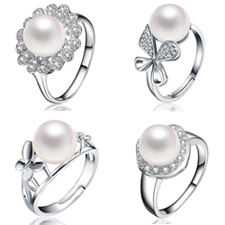 真珠の純銀製の指環