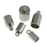 Stainless Steel End Caps, 304 Stainless Steel, Column, plated, machine polishing [