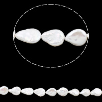 Keshi Cultured Freshwater Pearl Beads, Coin, natural, white Approx 0.8mm Approx 15 Inch 