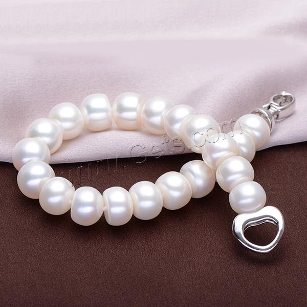 Cultured Freshwater Pearl Bracelets, brass foldover clasp, Button, natural, different length for choice, more colors for choice, 8-9mm, Sold By Strand