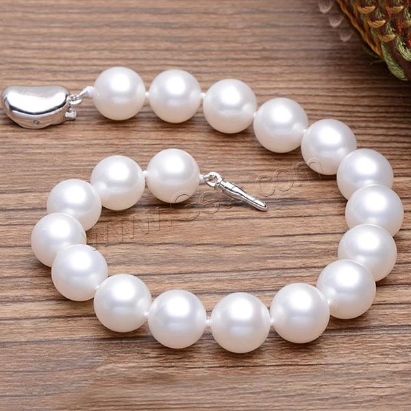 Cultured Freshwater Pearl Bracelets, brass bayonet clasp, Round, natural, different length for choice, more colors for choice, 8-9mm, Sold By Strand