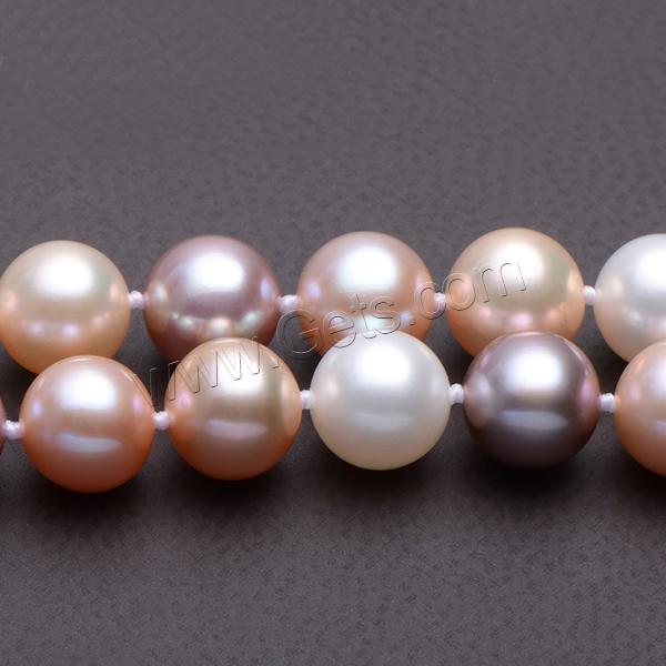 Cultured Freshwater Pearl Bracelets, brass box clasp, Round, natural, different length for choice & 2-strand, multi-colored, 8-9mm, Sold By Strand