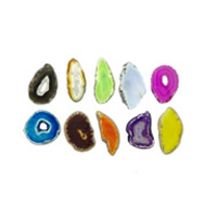 Agate Pendants de Quartz , agate quartz de glace, couleurs mélangées, 31.2-47.5x75.2-80x4-5mm Environ 2mm, Vendu par PC