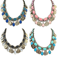 Fashion Statement Necklace, Zinc Alloy, with Nylon Cord & Resin, plated, faceted & with rhinestone nickel, lead & cadmium free, 45mm Approx 19.6 Inch 