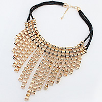 Fashion Statement Necklace, Zinc Alloy, with Nylon Cord, gold color plated , nickel, lead & cadmium free, 140mm Approx 19.6 Inch 