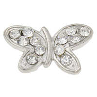 Animal Zinc Alloy Connector, Butterfly, plated, with rhinestone & 2/2 loop lead & nickel free Approx 1.5mm 
