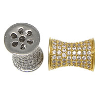 Cubic Zirconia Micro Pave Brass Beads, Barbell, plated, micro pave cubic zirconia & hollow Approx 1mm 