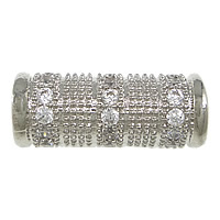 Cubic Zirconia Micro Pave Brass Beads, Column, plated, micro pave cubic zirconia & large hole Approx 4mm 