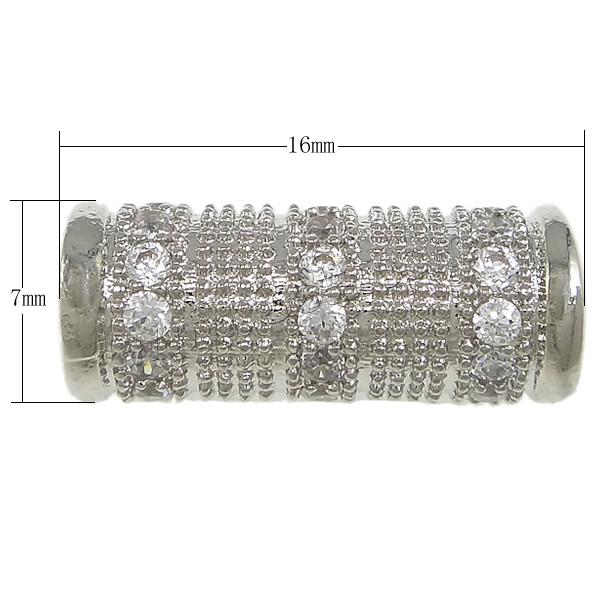 Cubic Zirconia Micro Pave Brass Beads, Column, plated, micro pave cubic zirconia & large hole, more colors for choice, 16x7mm, Hole:Approx 4mm, Sold By PC