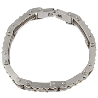 Нержавеющая сталь велосипед браслет-цепочка, нержавеющая сталь, Другое покрытие, разноцветный длина:Приблизительно 8 дюймовый, продается Strand
