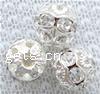 Ball Rhinestone Spacer, Brass, Round, plated, with A grade rhinestone & hollow Grade A, 6mm Approx 1mm 