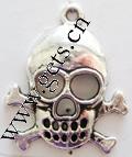 Zinc Alloy Skull Pendants, plated cadmium free 