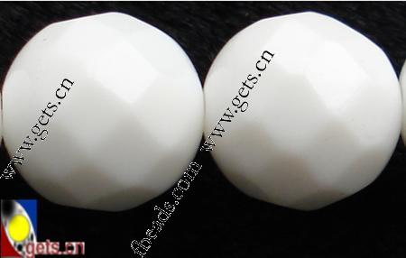 Perles en porcelaine blanche, Rond, multiple tailles pour le choix & facettes, blanc, Longueur:15.5 pouce, Vendu par brin