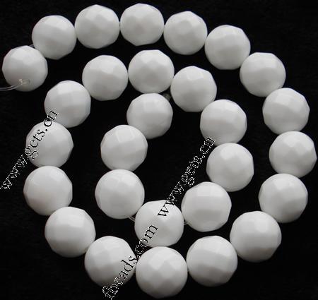 White Porcelain Beads, Round, more sizes for choice & faceted, white, Length:15.5 Inch, Sold By Strand