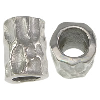 Stainless Steel Large Hole Beads, 316 Stainless Steel, Column, plated, hammered Approx 6mm 